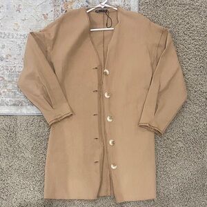 Zara Tan Button-Front Trench Coat